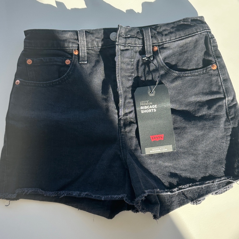 Levi's Black Denim Ribcage Shorts NWT